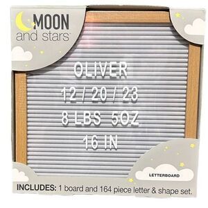 NWT Moon and Stars Announcement Letterboard 164‎ Piece Letters and Shape Set